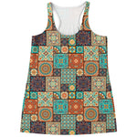 Vintage Floral Patchwork Pattern Print Women's Racerback Tank Top