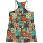 Vintage Floral Patchwork Pattern Print Women's Racerback Tank Top