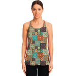 Vintage Floral Patchwork Pattern Print Women's Racerback Tank Top