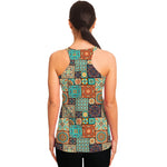 Vintage Floral Patchwork Pattern Print Women's Racerback Tank Top