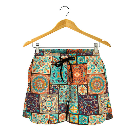 Vintage Floral Patchwork Pattern Print Women's Shorts