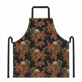 Vintage Floral Skull Pattern Print Apron