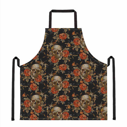Vintage Floral Skull Pattern Print Apron