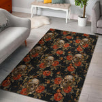 Vintage Floral Skull Pattern Print Area Rug GearFrost