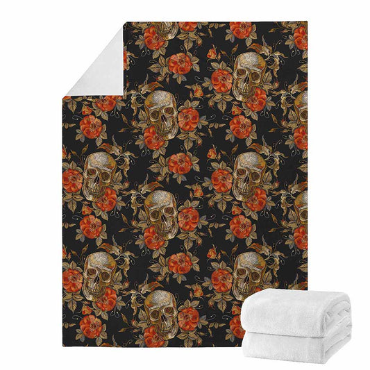 Vintage Floral Skull Pattern Print Blanket
