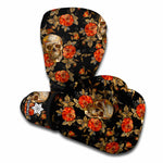 Vintage Floral Skull Pattern Print Boxing Gloves