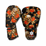 Vintage Floral Skull Pattern Print Boxing Gloves
