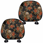 Vintage Floral Skull Pattern Print Car Headrest Covers