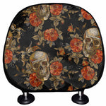 Vintage Floral Skull Pattern Print Car Headrest Covers