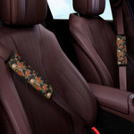 Vintage Floral Skull Pattern Print Car Seat Belt Covers