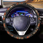 Vintage Floral Skull Pattern Print Car Steering Wheel Cover