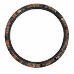 Vintage Floral Skull Pattern Print Car Steering Wheel Cover