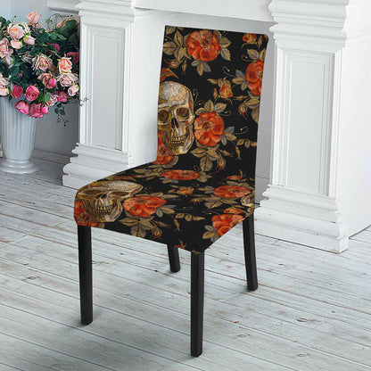 Vintage Floral Skull Pattern Print Dining Chair Slipcover