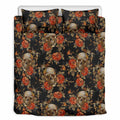 Vintage Floral Skull Pattern Print Duvet Cover Bedding Set