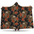 Vintage Floral Skull Pattern Print Hooded Blanket