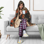 Vintage Floral Skull Pattern Print Hooded Blanket