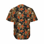 Vintage Floral Skull Pattern Print Men's Baseball Jersey