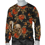 Vintage Floral Skull Pattern Print Men's Crewneck Sweatshirt GearFrost