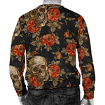 Vintage Floral Skull Pattern Print Men's Crewneck Sweatshirt GearFrost