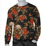 Vintage Floral Skull Pattern Print Men's Crewneck Sweatshirt GearFrost