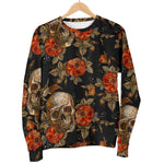 Vintage Floral Skull Pattern Print Men's Crewneck Sweatshirt GearFrost