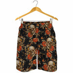 Vintage Floral Skull Pattern Print Men's Shorts