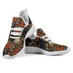 Vintage Floral Skull Pattern Print Mesh Knit Shoes GearFrost