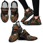Vintage Floral Skull Pattern Print Mesh Knit Shoes GearFrost
