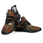 Vintage Floral Skull Pattern Print Mesh Knit Shoes GearFrost