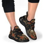 Vintage Floral Skull Pattern Print Mesh Knit Shoes GearFrost