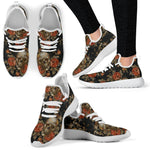 Vintage Floral Skull Pattern Print Mesh Knit Shoes GearFrost