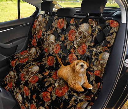 Vintage Floral Skull Pattern Print Pet Car Back Seat Cover