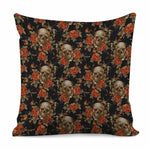 Vintage Floral Skull Pattern Print Pillow Cover