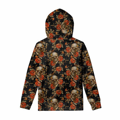 Vintage Floral Skull Pattern Print Pullover Hoodie