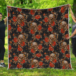 Vintage Floral Skull Pattern Print Quilt