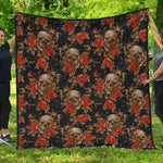 Vintage Floral Skull Pattern Print Quilt