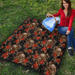 Vintage Floral Skull Pattern Print Quilt