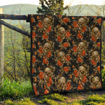 Vintage Floral Skull Pattern Print Quilt