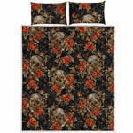 Vintage Floral Skull Pattern Print Quilt Bed Set