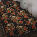 Vintage Floral Skull Pattern Print Quilt Bed Set