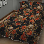 Vintage Floral Skull Pattern Print Quilt Bed Set