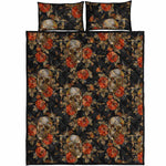 Vintage Floral Skull Pattern Print Quilt Bed Set