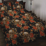 Vintage Floral Skull Pattern Print Quilt Bed Set