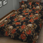 Vintage Floral Skull Pattern Print Quilt Bed Set