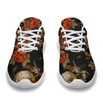 Vintage Floral Skull Pattern Print Sport Shoes GearFrost
