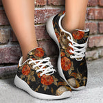 Vintage Floral Skull Pattern Print Sport Shoes GearFrost