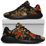 Vintage Floral Skull Pattern Print Sport Shoes GearFrost
