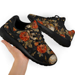 Vintage Floral Skull Pattern Print Sport Shoes GearFrost