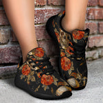 Vintage Floral Skull Pattern Print Sport Shoes GearFrost