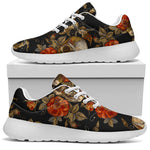 Vintage Floral Skull Pattern Print Sport Shoes GearFrost